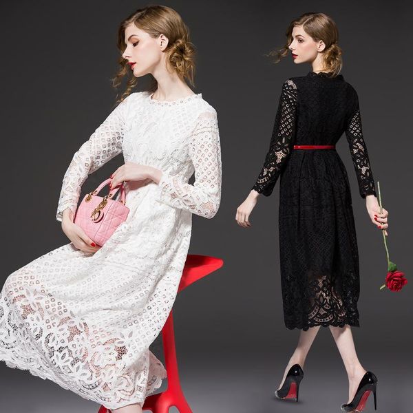 europe clothes korean autumn fashion plus size office long sleeves hollow elegant white black maxi dress women casual dresses, Black;gray
europe clothes korean autumn fashion plus size office long sleeves hollow elegant white black maxi dress women casual dresses, Black;gray