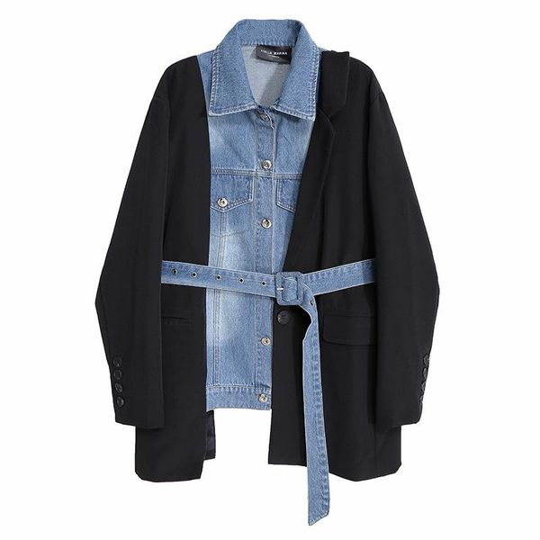 autumn and winter 2021 fashion loose bf suit patchwork denim jacket women d107 women's jackets, Black;brown
autumn and winter 2021 fashion loose bf suit patchwork denim jacket women d107 women's jackets, Black;brown