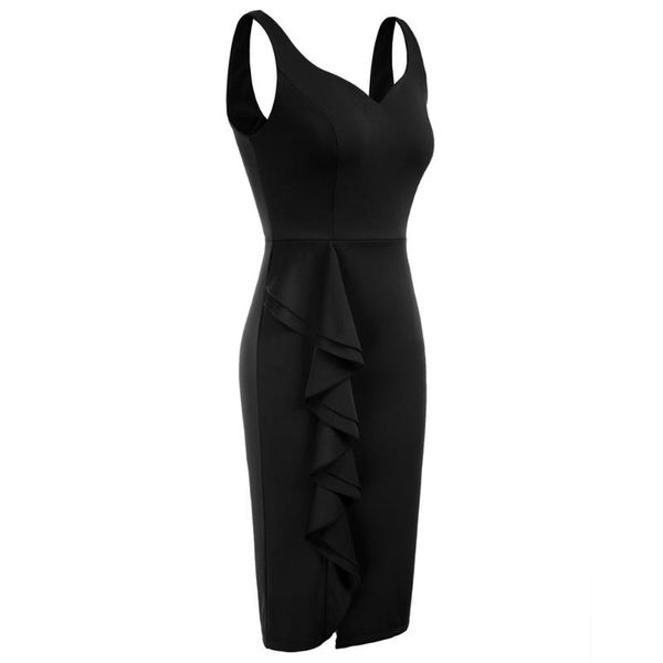 elegant dress women ruffles decorated bodycon sleeveless v-neck u-back vintage knee length split lady summer pencil casual dresses, Black;gray
elegant dress women ruffles decorated bodycon sleeveless v-neck u-back vintage knee length split lady summer pencil casual dresses, Black;gray