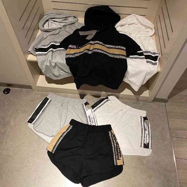 d family letter hooded drawstring short sleeve + shorts casual women's two piece age reducing suit, White
d family letter hooded drawstring short sleeve + shorts casual women's two piece age reducing suit, White