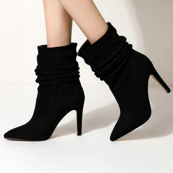 boots 2021 autumn winter women ankle faux suede ladies thin high heel fashion pleated pointed toe woman's big size, Black
boots 2021 autumn winter women ankle faux suede ladies thin high heel fashion pleated pointed toe woman's big size, Black