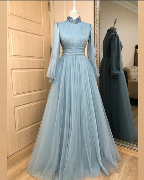 light blue tulle long sleeve evening dresses 2022 high neck appliques formal prom party gowns saudi arabia muslim vestidos fiesta robe de so, Black;red
light blue tulle long sleeve evening dresses 2022 high neck appliques formal prom party gowns saudi arabia muslim vestidos fiesta robe de so, Black;red