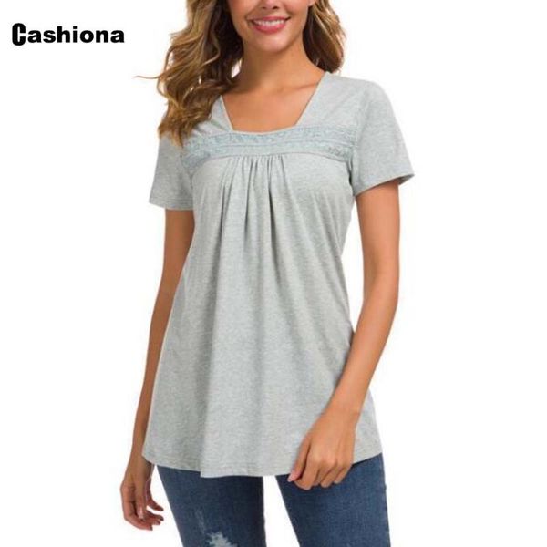 women's t-shirt 2021 summer pleated t shirts women short sleeve patchwork square collar tees gray white female casual
women's t-shirt 2021 summer pleated t shirts women short sleeve patchwork square collar tees gray white female casual