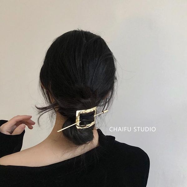 hair clips & barrettes korean cold wind metal geometric curling hairpin decoration, Golden;silver