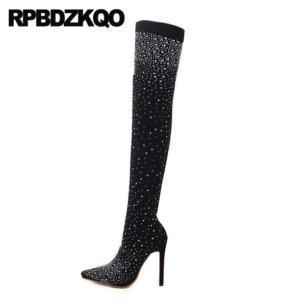 boots high heel stiletto slim over the knee big size thigh for plus women shoes exotic dancer rhinestone diamond pointed toe 10, Black
boots high heel stiletto slim over the knee big size thigh for plus women shoes exotic dancer rhinestone diamond pointed toe 10, Black
