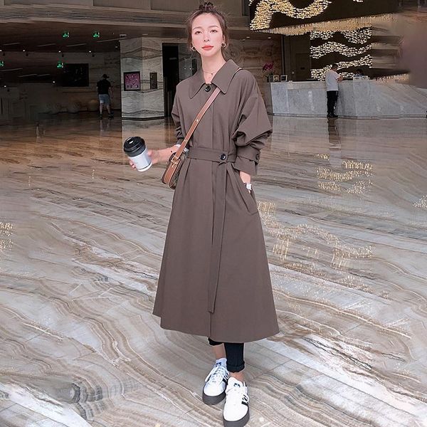 women's brown long windbreaker 2021 spring autumn korean plus size loose lapel straight high-quality lining fashion coat v5 trench coat, Tan;black
women's brown long windbreaker 2021 spring autumn korean plus size loose lapel straight high-quality lining fashion coat v5 trench coat, Tan;black