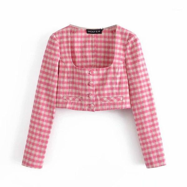 women's t-shirt jacket 2021 summer sweet small fresh square collar long-sleeved umbilical houndstooth shirt female, White
women's t-shirt jacket 2021 summer sweet small fresh square collar long-sleeved umbilical houndstooth shirt female, White