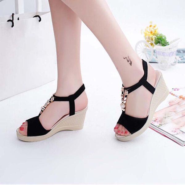 sandals summer ladies wedge platform shoes rhinestone red comfortable open toe womens chaussure femme 2021, Black
sandals summer ladies wedge platform shoes rhinestone red comfortable open toe womens chaussure femme 2021, Black