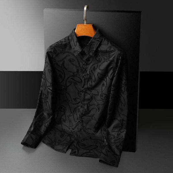 men's casual shirts european and american flocking long sleeve shirt large autumn youth quality top, White;black
men's casual shirts european and american flocking long sleeve shirt large autumn youth quality top, White;black