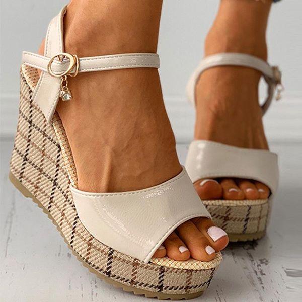 sandals women plaid peep toe buckle strap studded decor ladies wedge shoes platform summer solid color comfort female footwear, Black
sandals women plaid peep toe buckle strap studded decor ladies wedge shoes platform summer solid color comfort female footwear, Black