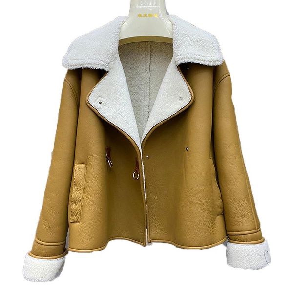 women's fur & faux fashion jacket genuine sheep skin coats winter women short real sheared and leather style outwear for fem, Black
women's fur & faux fashion jacket genuine sheep skin coats winter women short real sheared and leather style outwear for fem, Black