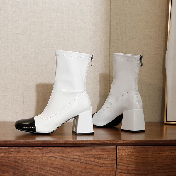 dress shoes short women's high-heeled boots, middle cane, autumn, with elastic, back zip, color, shoes pqwx, Black
dress shoes short women's high-heeled boots, middle cane, autumn, with elastic, back zip, color, shoes pqwx, Black