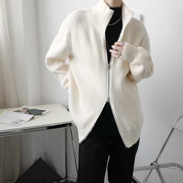 men's sweaters clothing knitted sweater loose stand collar solid color cardigan coat 2021 autumn winter jackets, White;black
men's sweaters clothing knitted sweater loose stand collar solid color cardigan coat 2021 autumn winter jackets, White;black