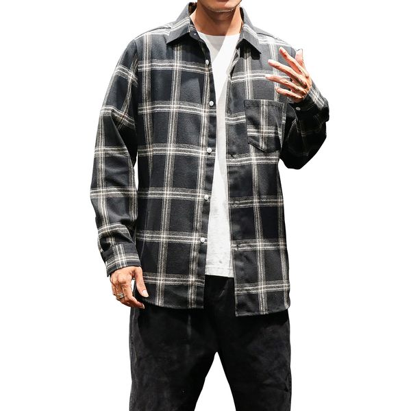 flannel plaid shirt men cotton autumn male long sleeve clothes slim fit, White;black
flannel plaid shirt men cotton autumn male long sleeve clothes slim fit, White;black