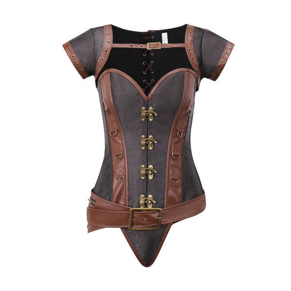 luxury women's shapers 8513# gothic steel corset punk brown bodysuit shawl t-pants + waist bag set, Black;white
luxury women's shapers 8513# gothic steel corset punk brown bodysuit shawl t-pants + waist bag set, Black;white