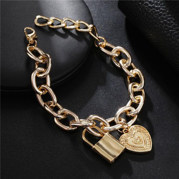 lock heart pendant bracelet bangles for women punk style gold color thick chain party jewelry gifts link,, Black
lock heart pendant bracelet bangles for women punk style gold color thick chain party jewelry gifts link,, Black