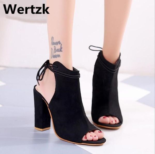 women summer suede size 35-43 ladies thick heel ankle strap open toe sandals fish mouth high w34, Black
women summer suede size 35-43 ladies thick heel ankle strap open toe sandals fish mouth high w34, Black