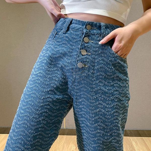 women's jeans robellii 2021 button women denim slim high waist wave pattern long pants trousers drop, Blue
women's jeans robellii 2021 button women denim slim high waist wave pattern long pants trousers drop, Blue
