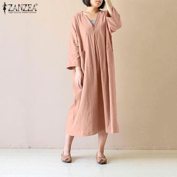 women's spring mid-calf sundress zanzea elegant solid dress casual short sleeve vestidos female v neck robe femme oversized dresses, Black;gray
women's spring mid-calf sundress zanzea elegant solid dress casual short sleeve vestidos female v neck robe femme oversized dresses, Black;gray