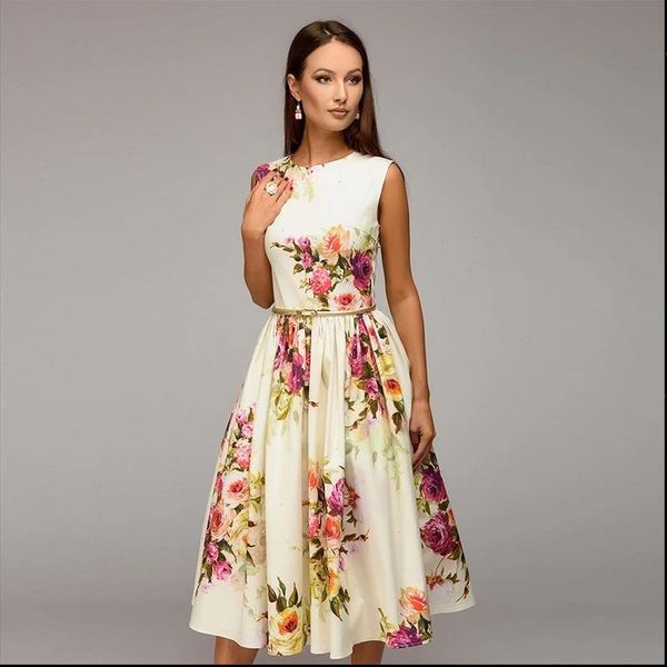 lady womens dresses party dress summer autumn women sleeveless flowers printing vestidos elegant casual a line no belt, Black;gray
lady womens dresses party dress summer autumn women sleeveless flowers printing vestidos elegant casual a line no belt, Black;gray