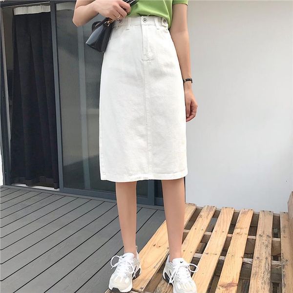 korean chic denim spring summer womens skirts high waist white blue back split midi skirt a line female vintage, Black
korean chic denim spring summer womens skirts high waist white blue back split midi skirt a line female vintage, Black