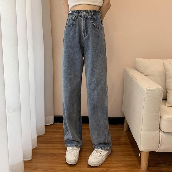 women's jeans loose high waisted wide leg straight cotton drape spring autumn trousers female streetwear casual long pants, Blue
women's jeans loose high waisted wide leg straight cotton drape spring autumn trousers female streetwear casual long pants, Blue