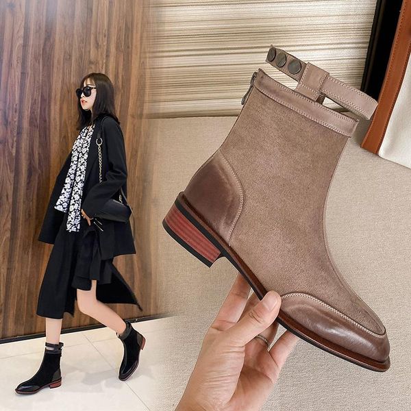 boots women ankle natural leather shoes plus size 22-26cm cowhide+sheep suede retro square toe autumn and winter 2 colors, Black
boots women ankle natural leather shoes plus size 22-26cm cowhide+sheep suede retro square toe autumn and winter 2 colors, Black