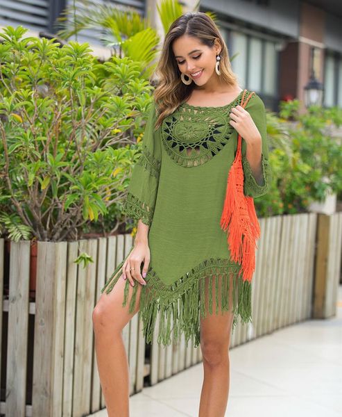 women's swimwear crochet large round patchwork loose tassel holiday style beach blouse 2021 coverup, White;black
women's swimwear crochet large round patchwork loose tassel holiday style beach blouse 2021 coverup, White;black
