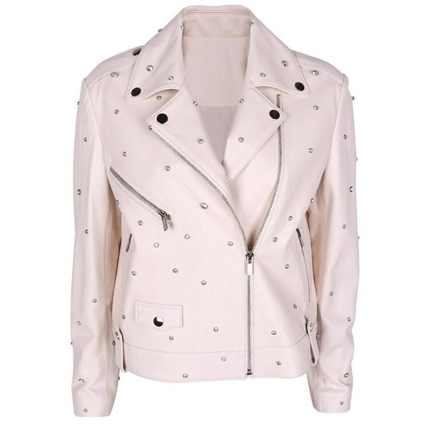 women's leather & faux yoloagain women genuine jacket beading rivet motorcycle for ladies, Black
women's leather & faux yoloagain women genuine jacket beading rivet motorcycle for ladies, Black