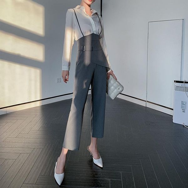 grey overalls womens suit pants style fashion high waist faux two piece patchwork slim trousers pantalon femme c056 women's & capris, Black;white
grey overalls womens suit pants style fashion high waist faux two piece patchwork slim trousers pantalon femme c056 women's & capris, Black;white