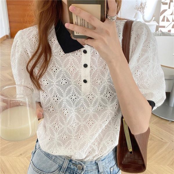 women's blouses & shirts french white blouse women short sleeve hollow out embroidery korean perspective loose blusas mujer
women's blouses & shirts french white blouse women short sleeve hollow out embroidery korean perspective loose blusas mujer