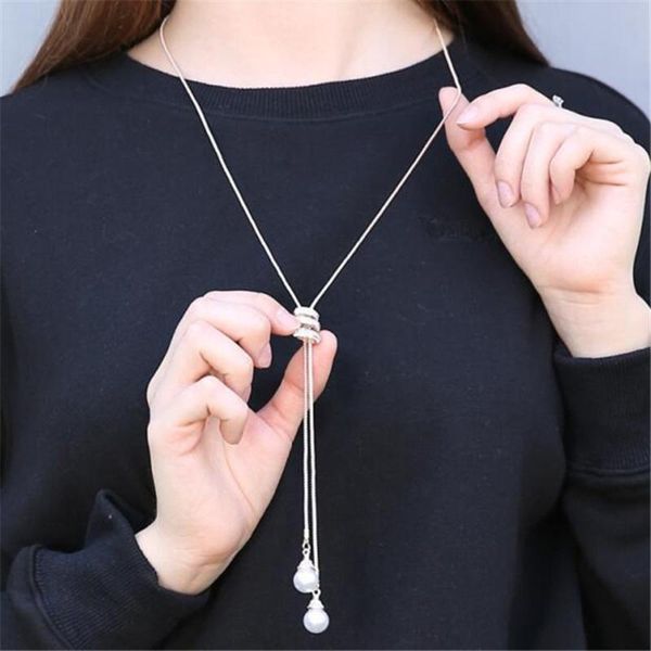 pendant necklaces fashion simulated pearl crystal long sweater chain shining rhinestone necklace vintage statement jewelry for women, Silver
pendant necklaces fashion simulated pearl crystal long sweater chain shining rhinestone necklace vintage statement jewelry for women, Silver