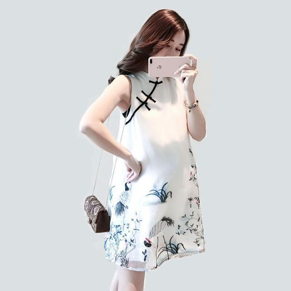 pregnant women dress cotton summer pregnancy clothes ethnic style cheongsam sleeveless long loose embroidery maternity dresses, White
pregnant women dress cotton summer pregnancy clothes ethnic style cheongsam sleeveless long loose embroidery maternity dresses, White