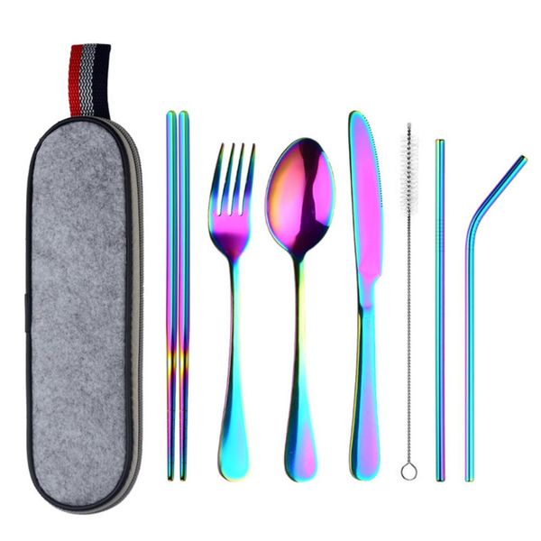 8 Pcs/set Tableware Stainless Steel Flatware Spoon Chopstick Cleaning Brush Set Portable Dinnerware Travel Utensils with Straw
8 Pcs/set Tableware Stainless Steel Flatware Spoon Chopstick Cleaning Brush Set Portable Dinnerware Travel Utensils with Straw
