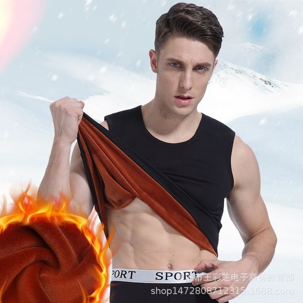 5eo men' winter plush warm men' tank warm vest underwear vestdouble side plush tight bottomed thick round neck underwear, White;black
5eo men' winter plush warm men' tank warm vest underwear vestdouble side plush tight bottomed thick round neck underwear, White;black