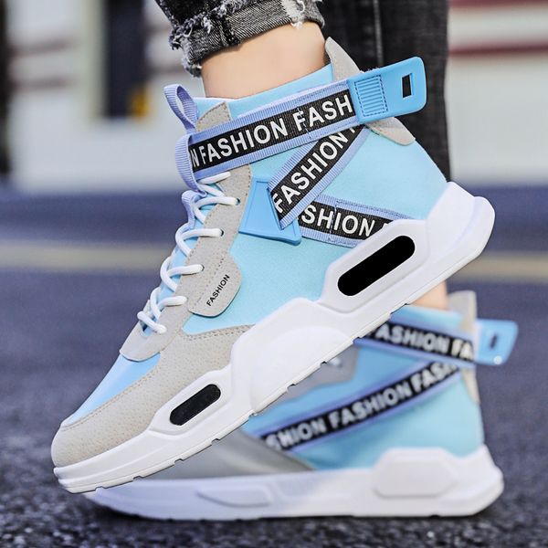 Cross-border mens waterproof running shoes lace-up casual shoes high-top non-slip sports shoes Tenis Feminino Zapatos outdoor, Black