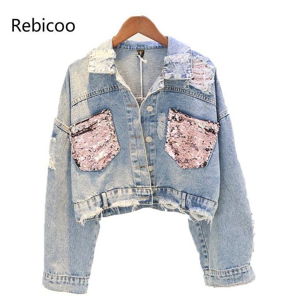 women's jackets hole jean jacket women spring short sequin denim splice autumn female for, Black;brown
women's jackets hole jean jacket women spring short sequin denim splice autumn female for, Black;brown