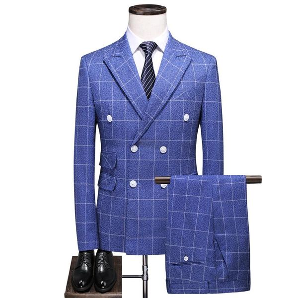 men's suits & blazers classic plaid stripe men business suit slim fit mens jacket and pants with vest fashion double-breasted wedding, White;black
men's suits & blazers classic plaid stripe men business suit slim fit mens jacket and pants with vest fashion double-breasted wedding, White;black