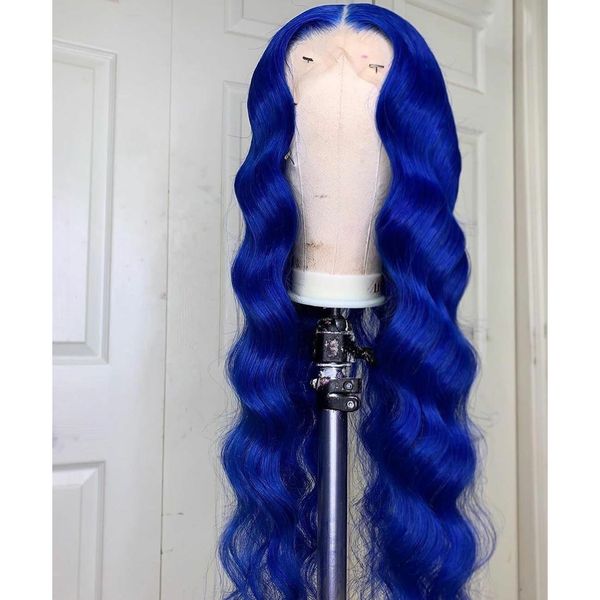 navy blue long water wave lace frontal synthetic hair wig with baby hair preplucked heat resistant fiber for women, Black 
navy blue long water wave lace frontal synthetic hair wig with baby hair preplucked heat resistant fiber for women, Black