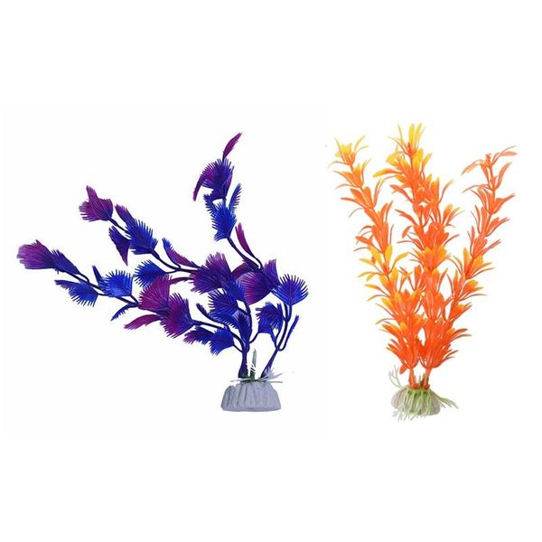 2pcs artificial plant plastic aquarium decoration - blue purple & orange decorations
2pcs artificial plant plastic aquarium decoration - blue purple & orange decorations
