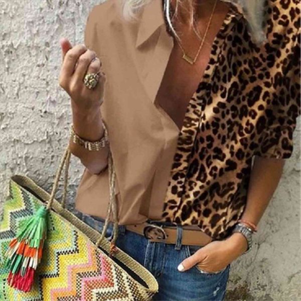 spring fashion office patchwork womens blouses leopard clothing solid turn down collar loose casual shirts, White
spring fashion office patchwork womens blouses leopard clothing solid turn down collar loose casual shirts, White