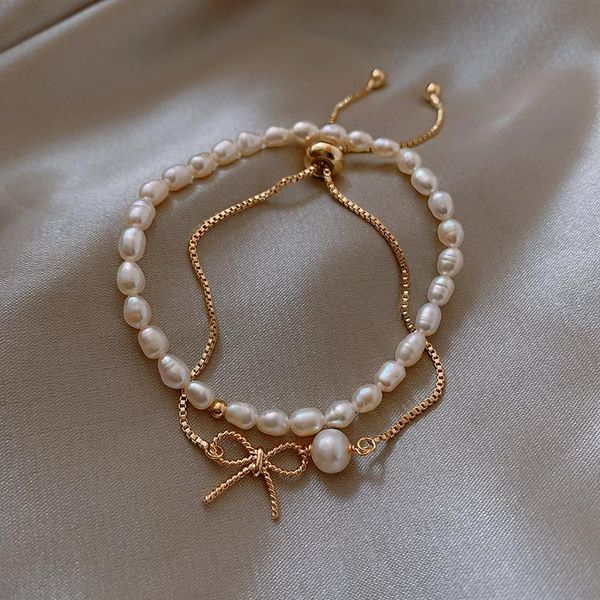 charm bracelets design fashion jewelry natural freshwater pearl elastic cord double bowknot adjustable bracelet elegant women's, Golden;silver
charm bracelets design fashion jewelry natural freshwater pearl elastic cord double bowknot adjustable bracelet elegant women's, Golden;silver