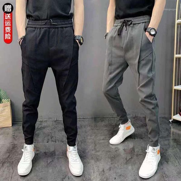 summer thin legged casual pants for men's slim fit and net red, Black
