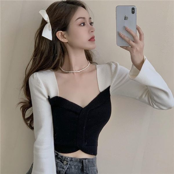 knitted sweater bottoming shirt women's fall/winter 2021 french style square collar tight short long sleeve inner sweaters, White;black
knitted sweater bottoming shirt women's fall/winter 2021 french style square collar tight short long sleeve inner sweaters, White;black
