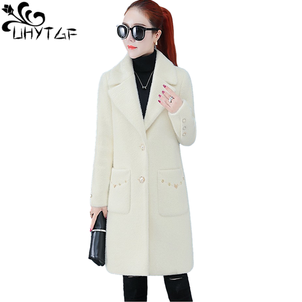 women's wool & blends uhytgf women winter coats quality mink fleece warm autumn woolen jacket mid-length pure color wild loose plus siz, Black
women's wool & blends uhytgf women winter coats quality mink fleece warm autumn woolen jacket mid-length pure color wild loose plus siz, Black