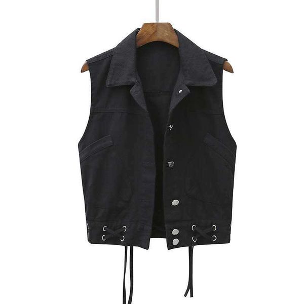 women's vests spring autumn fashion women bandage sleeveless vest jacket short harajuku cropped denim femme chaleco mujer y467, Black;white
women's vests spring autumn fashion women bandage sleeveless vest jacket short harajuku cropped denim femme chaleco mujer y467, Black;white