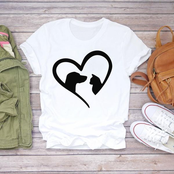 love dog cat pet womens t shirt 90s animal printing kawaii graphic ladies print lady female tee, White
love dog cat pet womens t shirt 90s animal printing kawaii graphic ladies print lady female tee, White