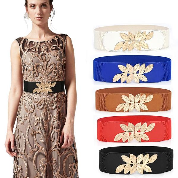 belts gold leaf buckle wide for women vintage elastic waist dress fashion female ladies waistband, Black;brown
belts gold leaf buckle wide for women vintage elastic waist dress fashion female ladies waistband, Black;brown