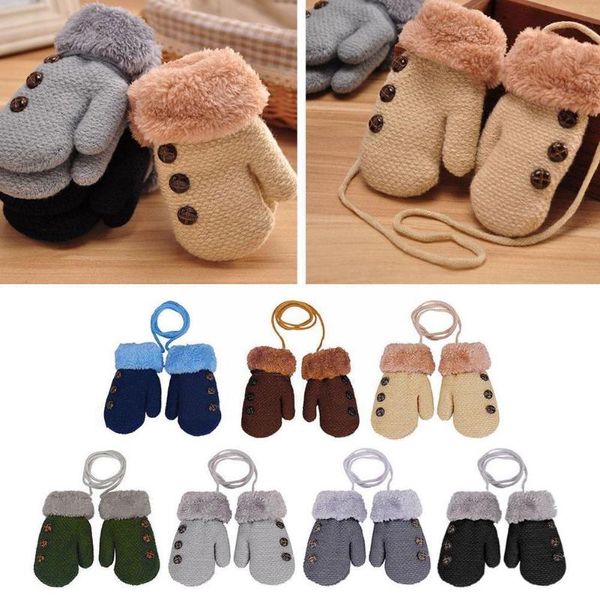 hats, scarves & gloves sets pure color knitted plush buttoned warm baby children's yarn mittens winter wool m4p7, Blue;gray 
hats, scarves & gloves sets pure color knitted plush buttoned warm baby children's yarn mittens winter wool m4p7, Blue;gray