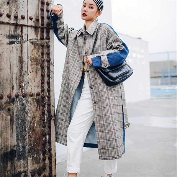 women's trench coats spring autumn windbreaker women clothes fashion lattice plus size loose jacket patchwork retro casual long coat t4, Tan;black
women's trench coats spring autumn windbreaker women clothes fashion lattice plus size loose jacket patchwork retro casual long coat t4, Tan;black